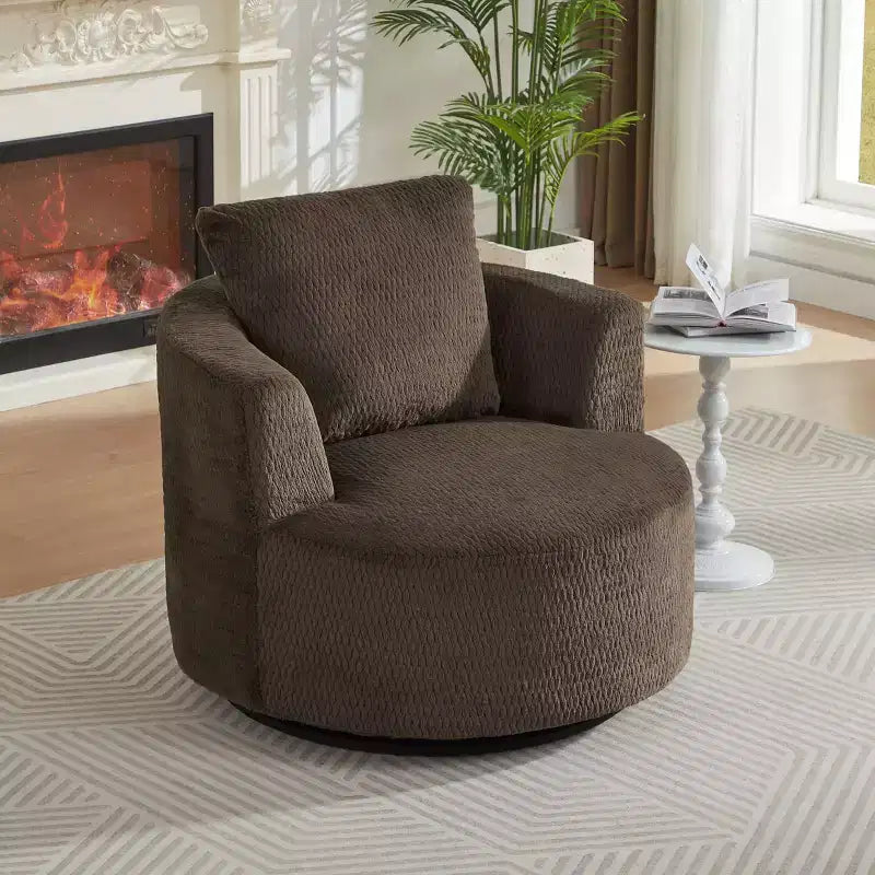 Okak Moderno Sillón Giratorio 360° Tipo Barril con Asiento Cómodo, Sofá Pequeño con Brazos para Sala de Estar, Oficina, Apartamento