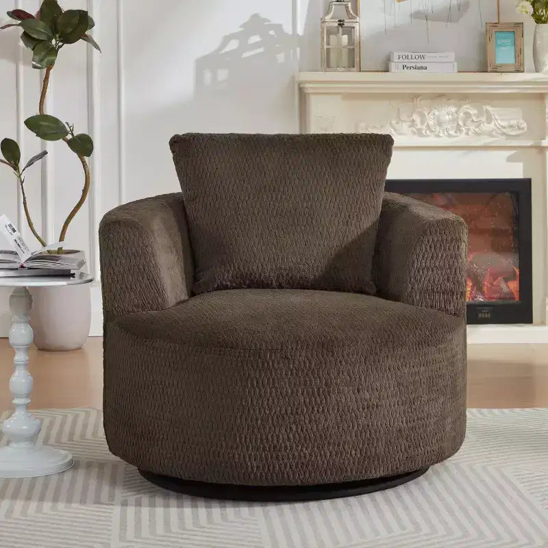 Okak Moderno Sillón Giratorio 360° Tipo Barril con Asiento Cómodo, Sofá Pequeño con Brazos para Sala de Estar, Oficina, Apartamento
