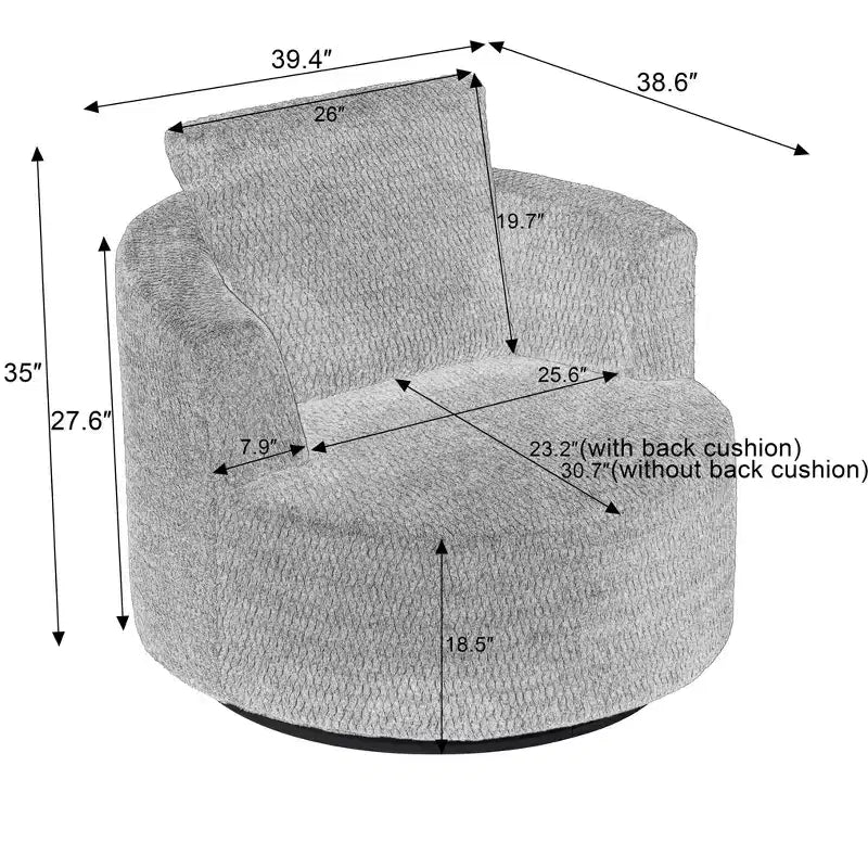 Okak Moderno Sillón Giratorio 360° Tipo Barril con Asiento Cómodo, Sofá Pequeño con Brazos para Sala de Estar, Oficina, Apartamento