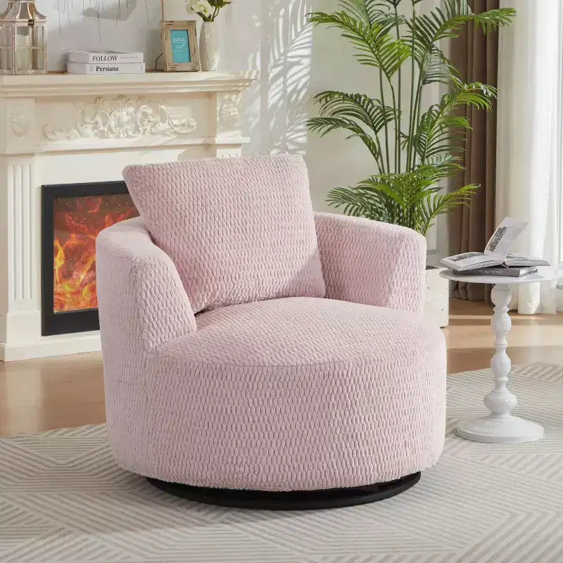 Okak Moderno Sillón Giratorio 360° Tipo Barril con Asiento Cómodo, Sofá Pequeño con Brazos para Sala de Estar, Oficina, Apartamento