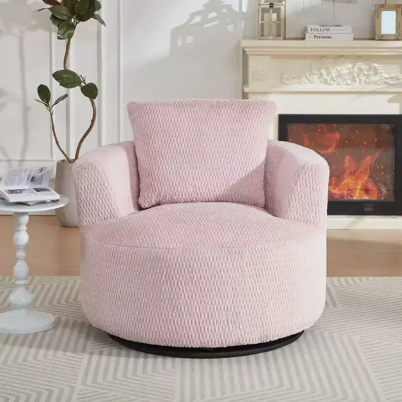 Okak Moderno Sillón Giratorio 360° Tipo Barril con Asiento Cómodo, Sofá Pequeño con Brazos para Sala de Estar, Oficina, Apartamento