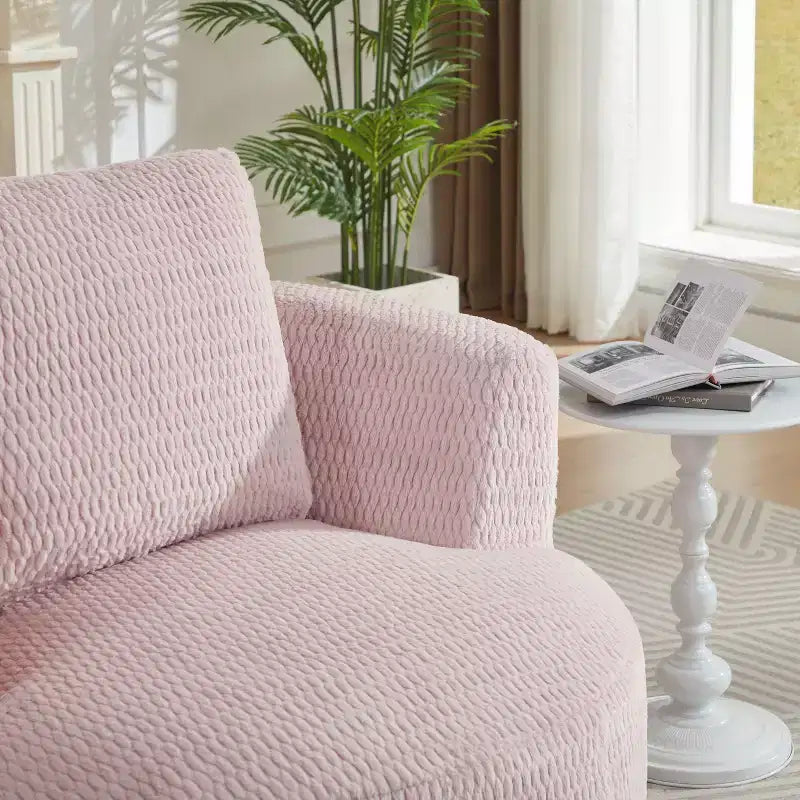Okak Moderno Sillón Giratorio 360° Tipo Barril con Asiento Cómodo, Sofá Pequeño con Brazos para Sala de Estar, Oficina, Apartamento
