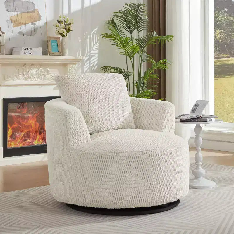 Okak Moderno Sillón Giratorio 360° Tipo Barril con Asiento Cómodo, Sofá Pequeño con Brazos para Sala de Estar, Oficina, Apartamento