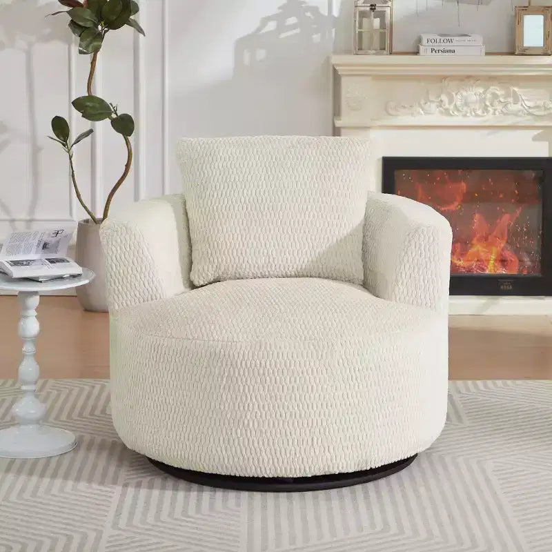 Okak Moderno Sillón Giratorio 360° Tipo Barril con Asiento Cómodo, Sofá Pequeño con Brazos para Sala de Estar, Oficina, Apartamento
