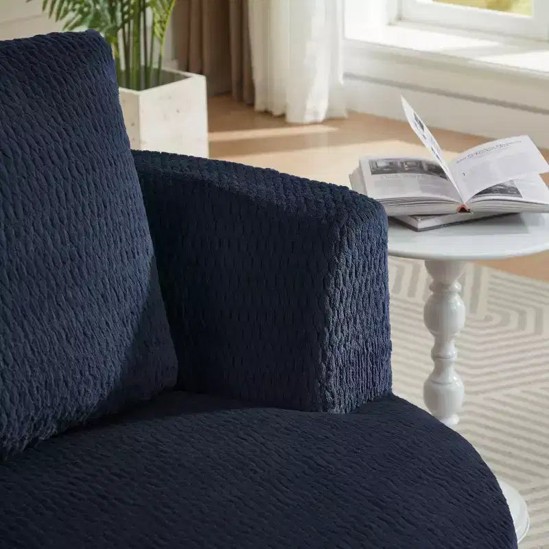 Okak Moderno Sillón Giratorio 360° Tipo Barril con Asiento Cómodo, Sofá Pequeño con Brazos para Sala de Estar, Oficina, Apartamento