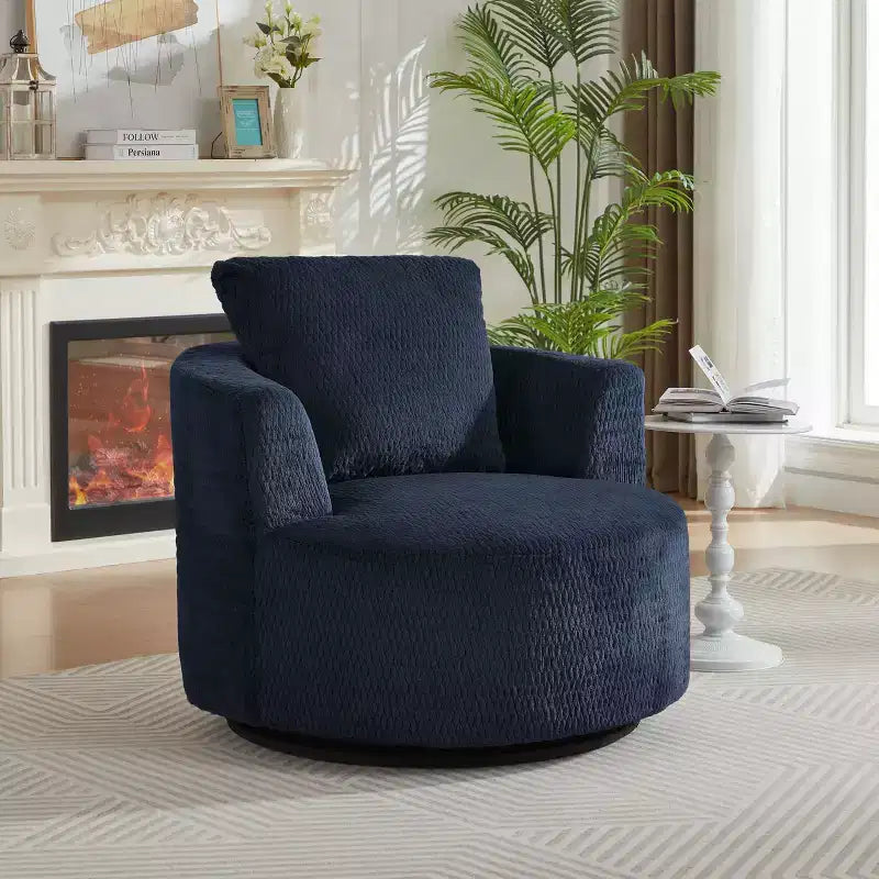 Okak Moderno Sillón Giratorio 360° Tipo Barril con Asiento Cómodo, Sofá Pequeño con Brazos para Sala de Estar, Oficina, Apartamento
