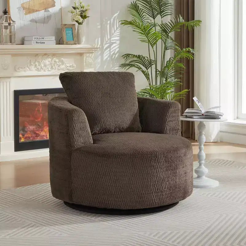 Okak Moderno Sillón Giratorio 360° Tipo Barril con Asiento Cómodo, Sofá Pequeño con Brazos para Sala de Estar, Oficina, Apartamento