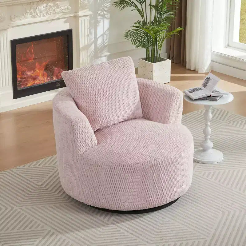 Okak Moderno Sillón Giratorio 360° Tipo Barril con Asiento Cómodo, Sofá Pequeño con Brazos para Sala de Estar, Oficina, Apartamento