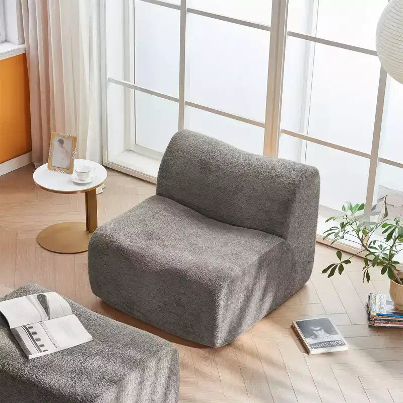 Sofá y sillón Okak modernos de espuma de compresión con reposapiés, cómodo conjunto de futón y sillón decorativo para dormitorio, sala de estar u oficina