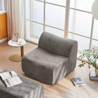 Sofá y sillón Okak modernos de espuma de compresión con reposapiés, cómodo conjunto de futón y sillón decorativo para dormitorio, sala de estar u oficina