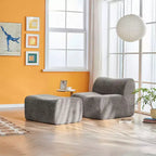 Sofá y sillón Okak modernos de espuma de compresión con reposapiés, cómodo conjunto de futón y sillón decorativo para dormitorio, sala de estar u oficina