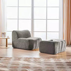 Sofá y sillón Okak modernos de espuma de compresión con reposapiés, cómodo conjunto de futón y sillón decorativo para dormitorio, sala de estar u oficina