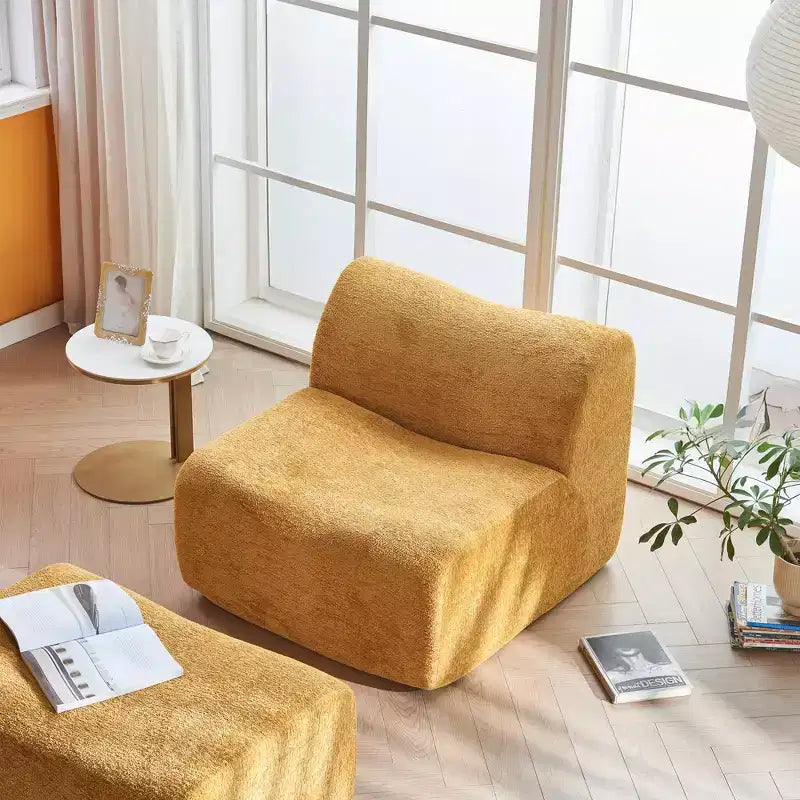 Sofá y sillón Okak modernos de espuma de compresión con reposapiés, cómodo conjunto de futón y sillón decorativo para dormitorio, sala de estar u oficina