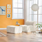 Sofá y sillón Okak modernos de espuma de compresión con reposapiés, cómodo conjunto de futón y sillón decorativo para dormitorio, sala de estar u oficina