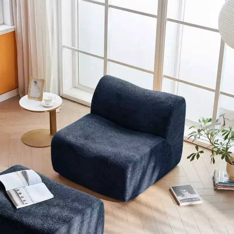 Sofá y sillón Okak modernos de espuma de compresión con reposapiés, cómodo conjunto de futón y sillón decorativo para dormitorio, sala de estar u oficina
