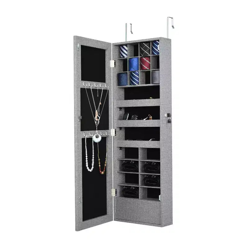 Okak Moedern Espejo de cuerpo entero con almacenamiento de joyas, espejo de pared con cerradura de seguridad, espejo de puerta para sala de estar, cuarto de ropa
