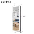 Okak Moedern Espejo de cuerpo entero con almacenamiento de joyas, espejo de pared con cerradura de seguridad, espejo de puerta para sala de estar, cuarto de ropa