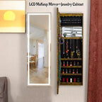 Okak Moedern Espejo de cuerpo entero con almacenamiento de joyas, espejo de pared con cerradura de seguridad, espejo de puerta para sala de estar, cuarto de ropa