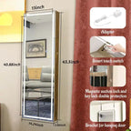 Okak Moedern Espejo de cuerpo entero con almacenamiento de joyas, espejo de pared con cerradura de seguridad, espejo de puerta para sala de estar, cuarto de ropa