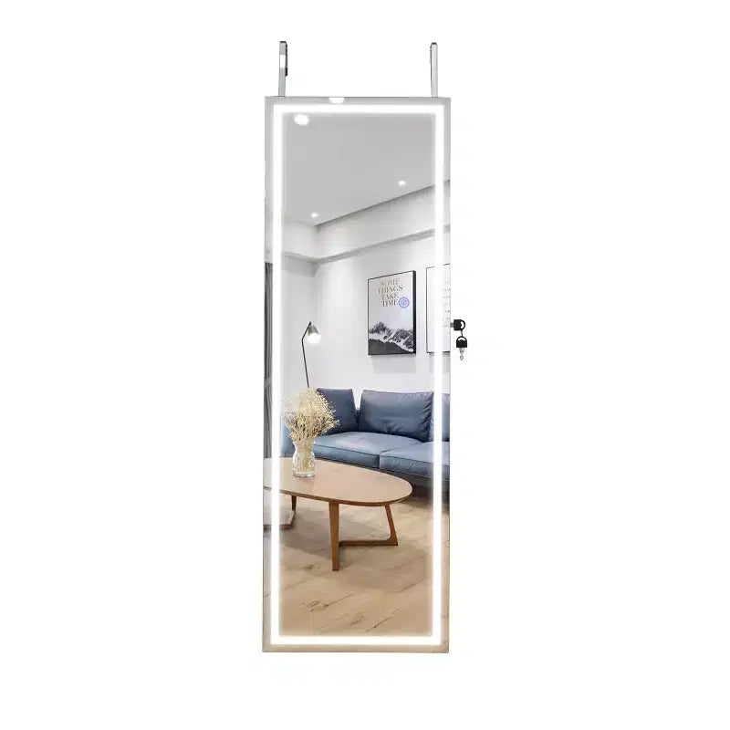Okak Moedern Espejo de cuerpo entero con almacenamiento de joyas, espejo de pared con cerradura de seguridad, espejo de puerta para sala de estar, cuarto de ropa
