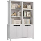 GustoWave 70.7 Tall Bookshelf w/Doors & Adjustable Shelf, 5-Tier Double Wide Bookcase,Wooden Book Shelf for Living Room Office Library