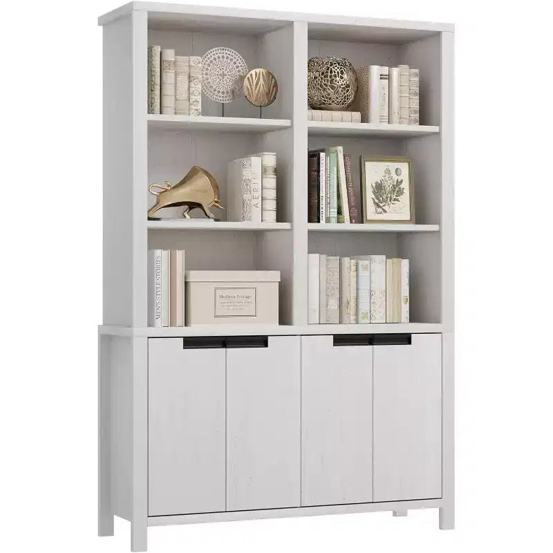 GustoWave 70.7 Tall Bookshelf w/Doors & Adjustable Shelf, 5-Tier Double Wide Bookcase,Wooden Book Shelf for Living Room Office Library
