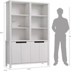 GustoWave 70.7 Estantería Alta con Puertas y Estante Ajustable, Librería de 5 Niveles Doble Ancho, Estantería de Madera para Sala de Estar, Oficina, Biblioteca