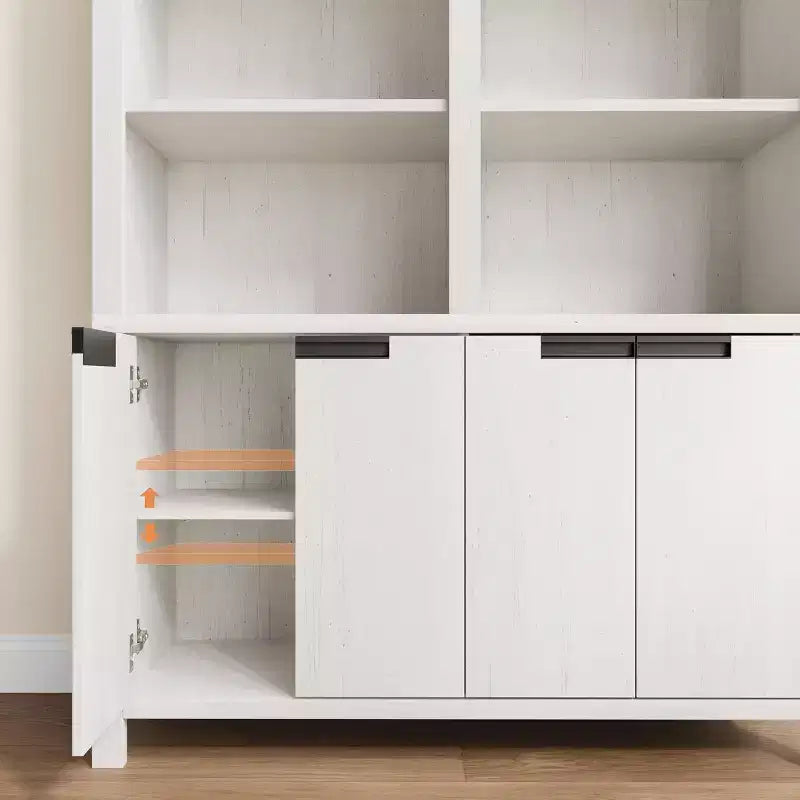 GustoWave 70.7 Estantería Alta con Puertas y Estante Ajustable, Librería de 5 Niveles Doble Ancho, Estantería de Madera para Sala de Estar, Oficina, Biblioteca