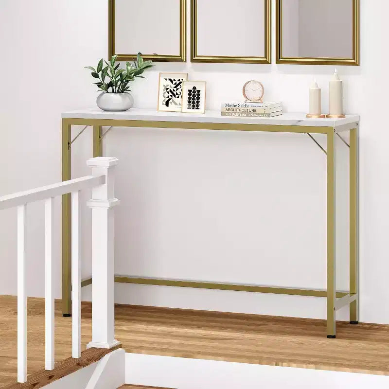 Modern Narrow Entryway Console Table, 39.4 Sofa Table for Living Room, Slim Space-Saving Table for Hallway, Narrow Table Behind Sofa