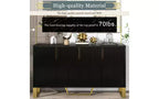 Aparador buffet Zevemomo, mueble de almacenamiento, mesa consola de barra de café con estante ajustable, 4 puertas, negro