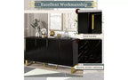 Aparador buffet Zevemomo, mueble de almacenamiento, mesa consola de barra de café con estante ajustable, 4 puertas, negro