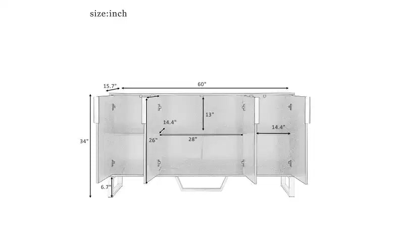 Aparador buffet Zevemomo, mueble de almacenamiento, mesa consola de barra de café con estante ajustable, 4 puertas, negro