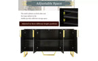 Aparador buffet Zevemomo, mueble de almacenamiento, mesa consola de barra de café con estante ajustable, 4 puertas, negro