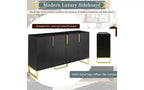 Aparador buffet Zevemomo, mueble de almacenamiento, mesa consola de barra de café con estante ajustable, 4 puertas, negro