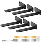 VEVOR Shelf Bracket,8L x 4W x 1.6H 6 Pcs,Heavy Duty Floating Shelf Brackets,Brackets for Shelves,5mm Thick Matte Black L Shelf Bracket,Black