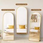 Okak 71*26IN Espejo Rectangular/Arqueado de Cuerpo Entero con Soporte Metálico, Espejo de Pie con Agujeros para Colgar, Espejo de Pared para Vestidor, Tienda de Ropa