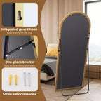 Okak 71*26IN Espejo Rectangular/Arqueado de Cuerpo Entero con Soporte Metálico, Espejo de Pie con Agujeros para Colgar, Espejo de Pared para Vestidor, Tienda de Ropa
