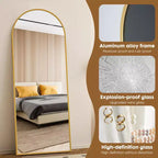 Okak 71*26IN Espejo Rectangular/Arqueado de Cuerpo Entero con Soporte Metálico, Espejo de Pie con Agujeros para Colgar, Espejo de Pared para Vestidor, Tienda de Ropa