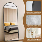 Okak 71*26IN Espejo Rectangular/Arqueado de Cuerpo Entero con Soporte Metálico, Espejo de Pie con Agujeros para Colgar, Espejo de Pared para Vestidor, Tienda de Ropa