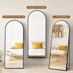 Okak 71*26IN Espejo Rectangular/Arqueado de Cuerpo Entero con Soporte Metálico, Espejo de Pie con Agujeros para Colgar, Espejo de Pared para Vestidor, Tienda de Ropa