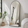 Okak 71*26IN Espejo Rectangular/Arqueado de Cuerpo Entero con Soporte Metálico, Espejo de Pie con Agujeros para Colgar, Espejo de Pared para Vestidor, Tienda de Ropa