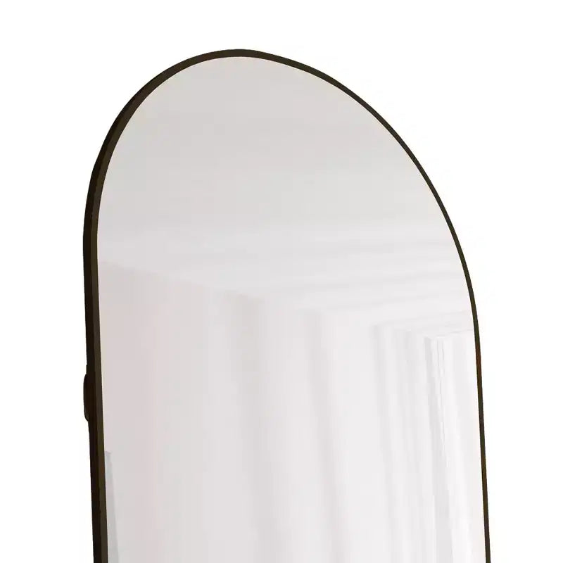 Okak Espejo de cuerpo entero Elegent de 59 x 16,5 pulgadas con marco de aleación de aluminio, espejo arqueado de pie, espejo de suelo para sala de estar, sala de maquillaje, negro