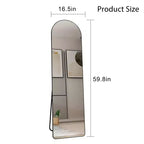 Okak Espejo de cuerpo entero Elegent de 59 x 16,5 pulgadas con marco de aleación de aluminio, espejo arqueado de pie, espejo de suelo para sala de estar, sala de maquillaje, negro