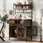 2 IN 1 Freestanding Storage Cabinet Hutch Kitchen Cabinet Dog Crate Dog Kennel for Small-sized Dogs up to 40lbs, Rustic Brown - ModernLuxe