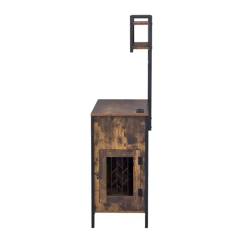 Armario de almacenamiento independiente 2 EN 1, vitrina, jaula para perros, perrera para perros pequeños de hasta 18 kg, marrón rústico - ModernLuxe