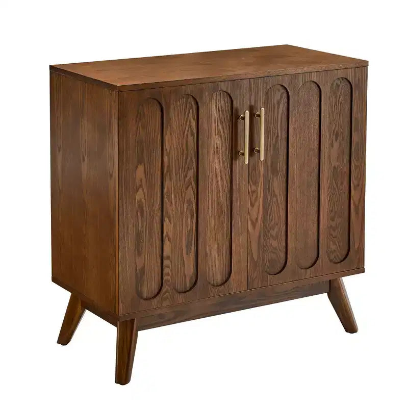 Mueble de almacenamiento de madera Homy Casa con puertas dobles y patas de mediados de siglo, marrón