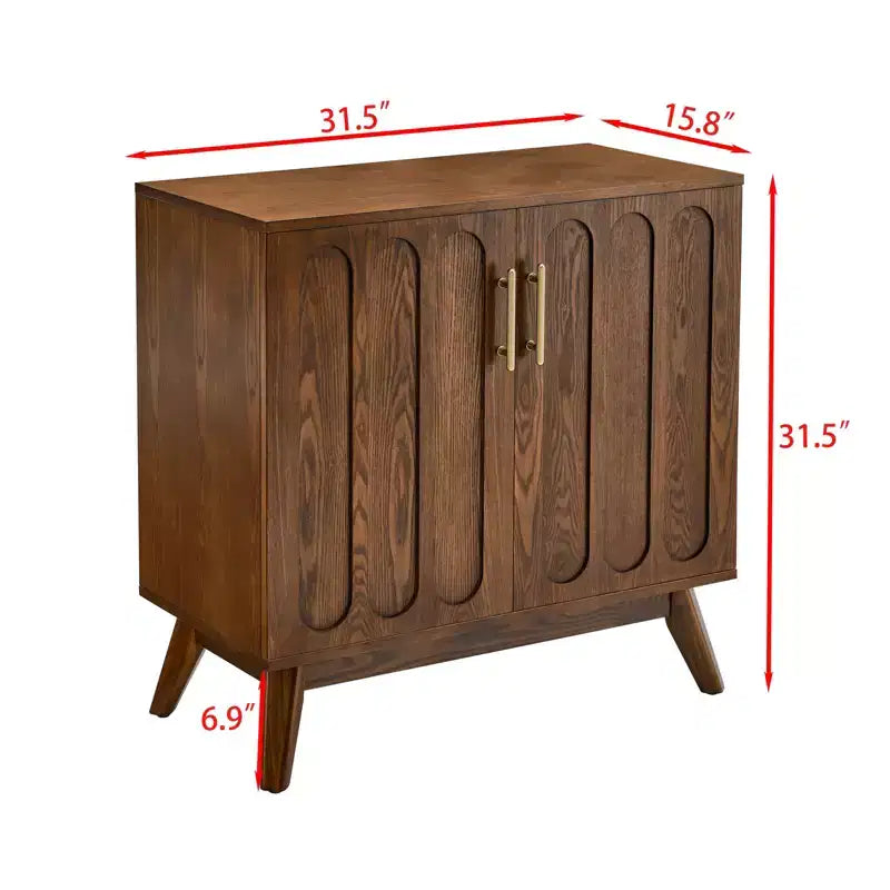 Mueble de almacenamiento de madera Homy Casa con puertas dobles y patas de mediados de siglo, marrón