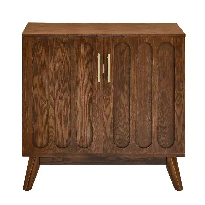 Mueble de almacenamiento de madera Homy Casa con puertas dobles y patas de mediados de siglo, marrón