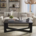 PexFix 50 Modern Coffee Table Rectangular Farmhouse Solid Wood Coffee Table with Cross Sturdy Legs Center Table for Home Office Living Room Black
