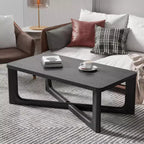 PexFix 50 Mesa de centro moderna rectangular estilo rústico de madera maciza con patas resistentes en forma de cruz, mesa central para el hogar, la oficina, la sala de estar, color negro